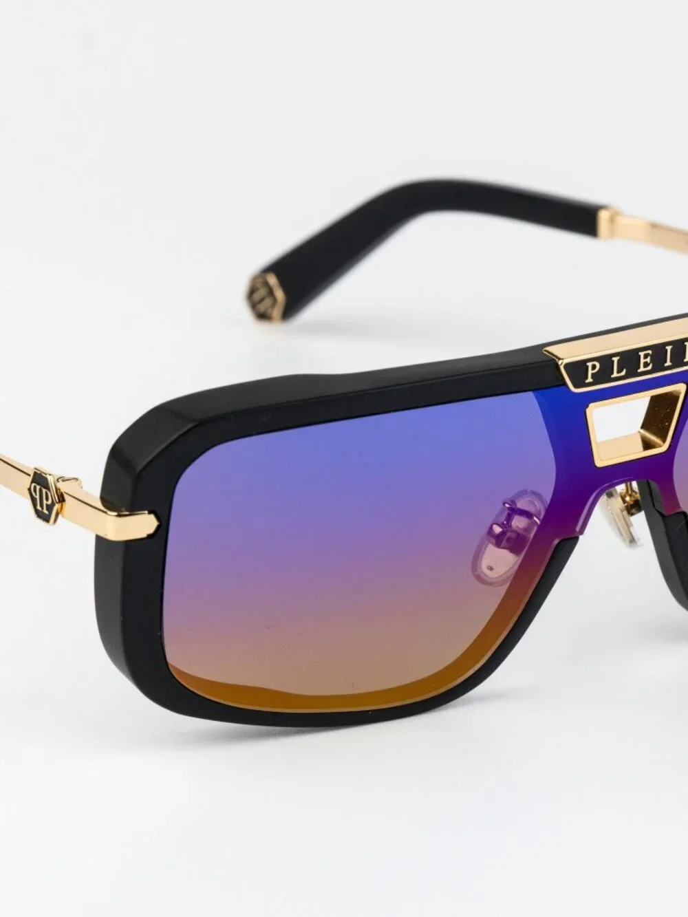 Philipp Plein Men Sunglasses Black Smoke Rainbow Mirror Pilot SPP008M 703V
